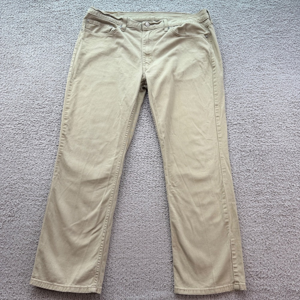 Levis 514 Mens Straight Fit Khaki Tan Pants 38x30 WaterLess 00514-1865